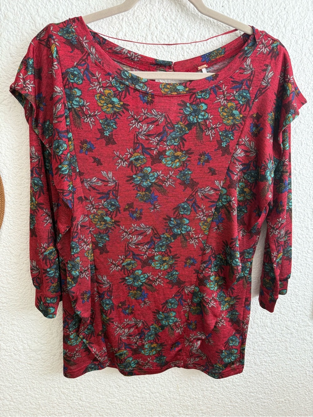 Women’s Free People size L Floral Boatneck Dress - Red Floral